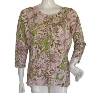 TOMMY BAHAMA Silk Cardigan sweater, XL, Floral, Subtle color, 3/4 sleeves